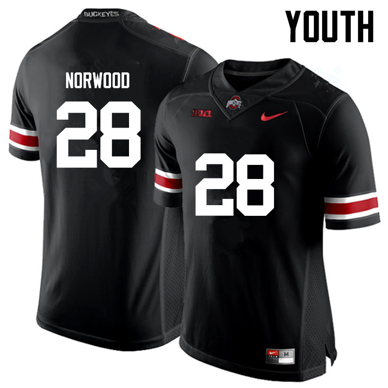 Youth Ohio State Buckeyes #28 Joshua Norwood Black Game College Stitched Football Jersey 23UW042GM